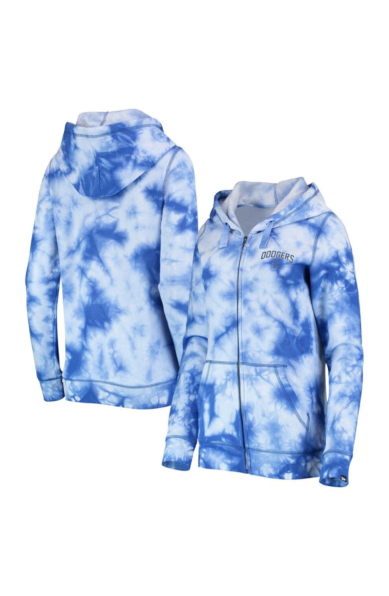 New Era Women's New Era Royal Los Angeles Dodgers Tie-Dye Full-Zip Hoodie, Main, color, 