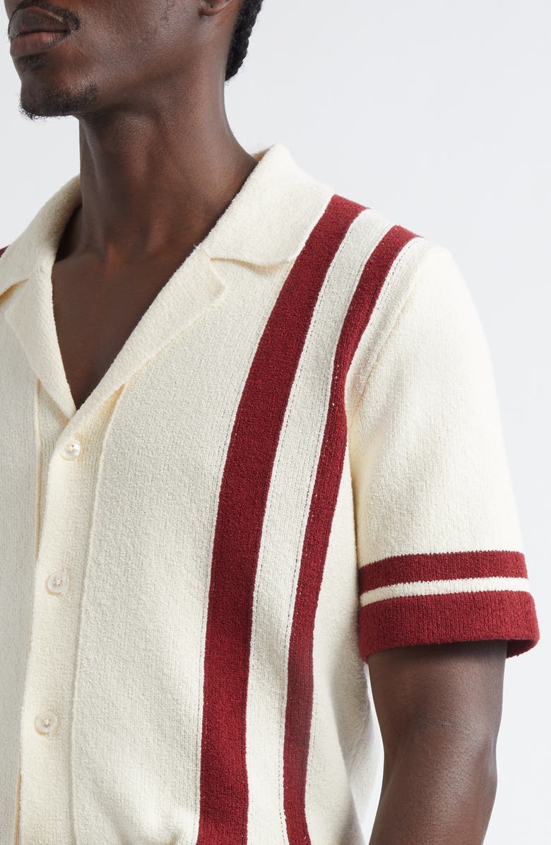 Dolce&Gabbana Stripe Knit Camp Shirt, Alternate, color, W8266 White/Red