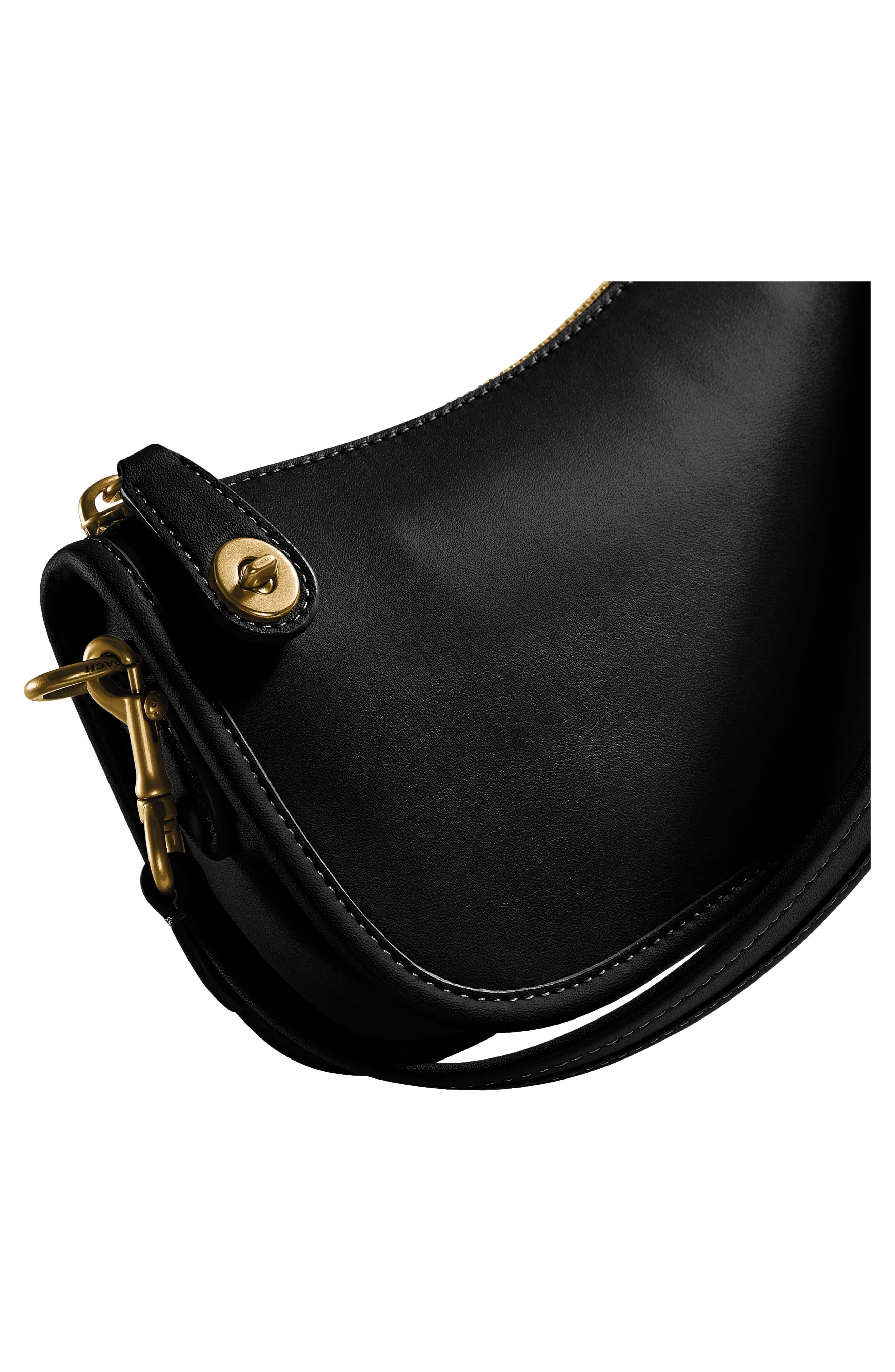 COACH Swinger Glovetanned Leather Shoulder Bag, Alternate, color, Brass/ Black