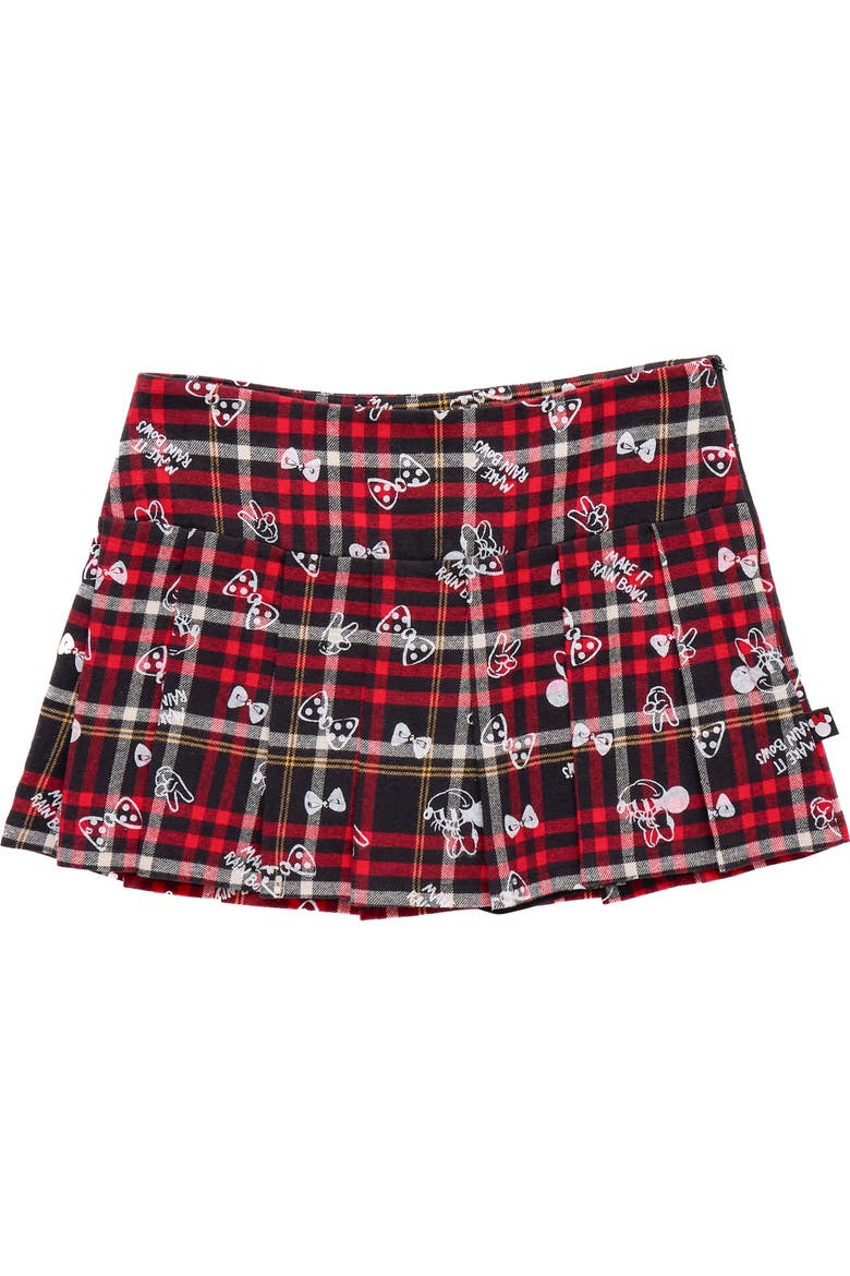 Minnie Mouse Pleated Skirt, Main, color, Minnie Mouse Red Plaid