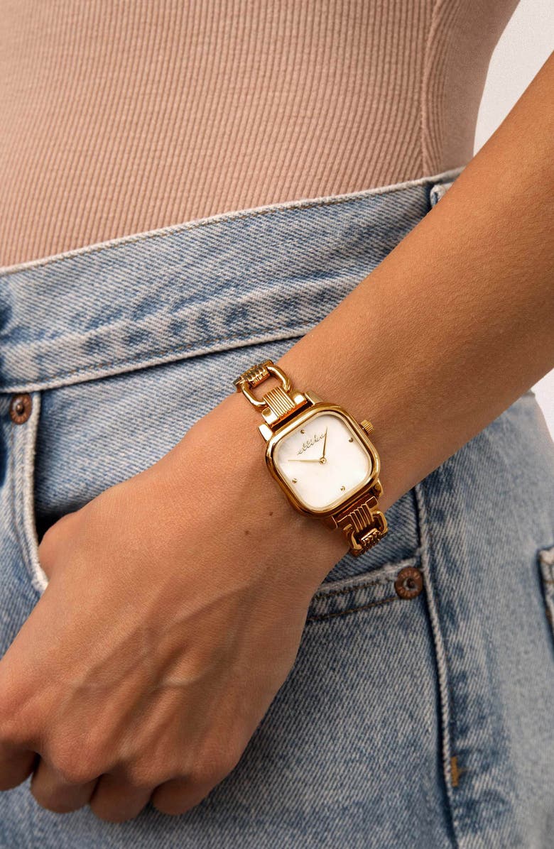 Ettika Classic Square Bracelet Watch, Alternate, color, Mother Of Pearl