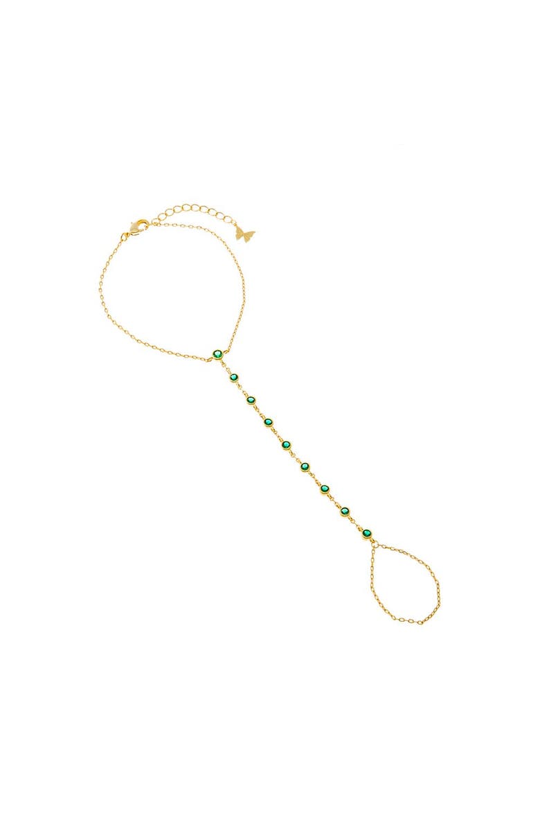 BY ADINA EDEN Emerald Green Bezel Station Hand Chain, Main, color, Emerald Green