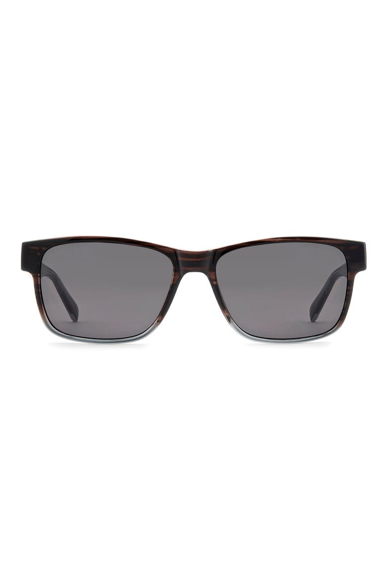 58mm Rectangular Sunglasses, Main, color, BROWN HORN/ GREY