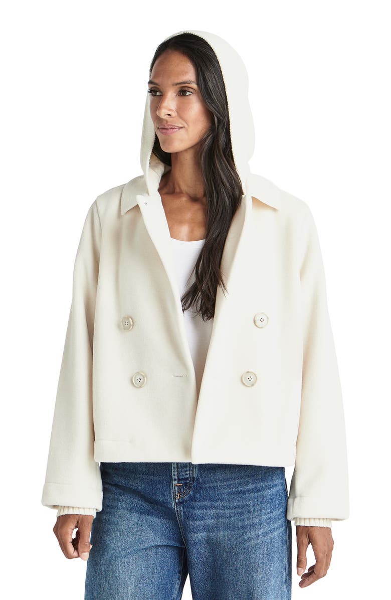 Splendid Jourdan Hooded Crop Knit Peacoat, Alternate, color,