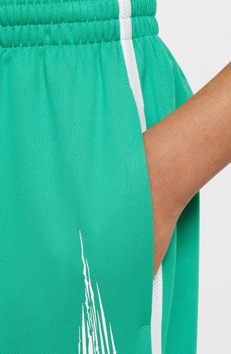 Nike Kids' Dri-FIT Mesh Athletic Shorts, Alternate, color, Stadium Green/ White/ White