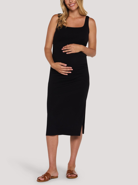 Sleeveless Side Ruched Midi Dress