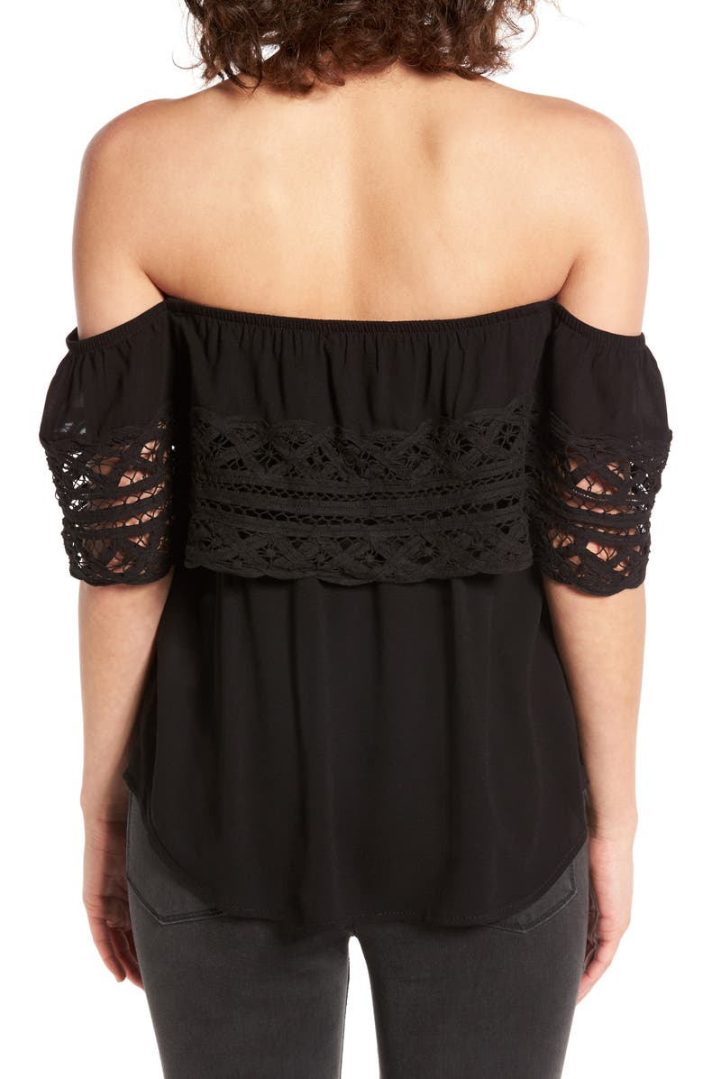 Socialite Crochet Off the Shoulder Top, Alternate, color,