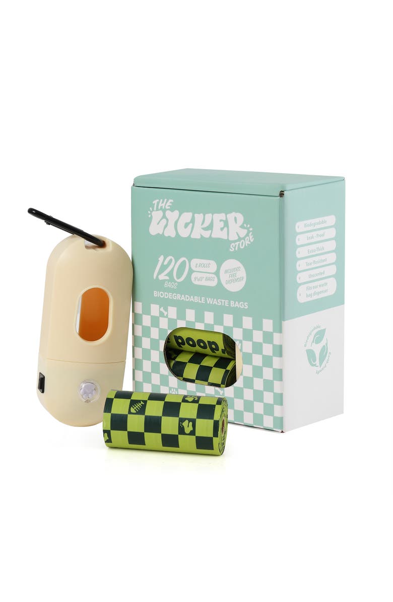 The Licker Store 13 in. x 9 in. Extra Thick Leak Proof Unscented Biodegradable Dog Poop Bags, Green, Main, color, Green, Almond