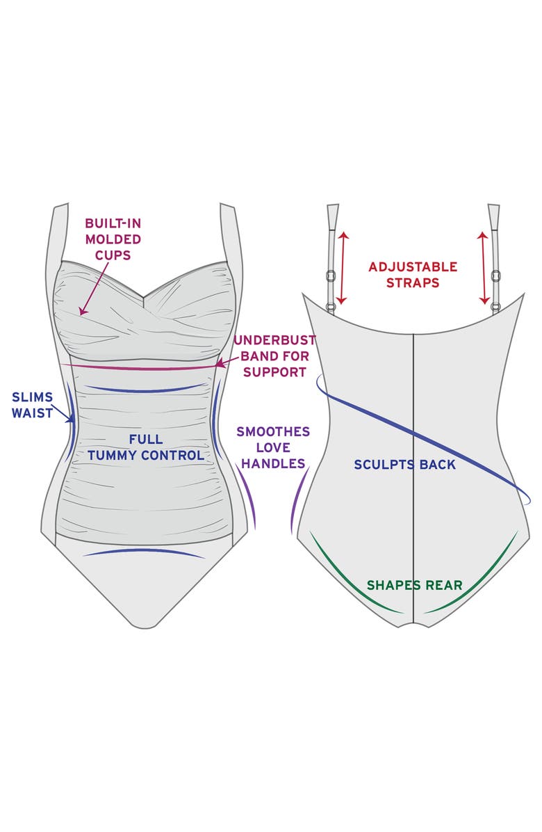 Trimshaper Averi Sweetheart Neckline One-Piece Control Swimsuit, Alternate, color, Black