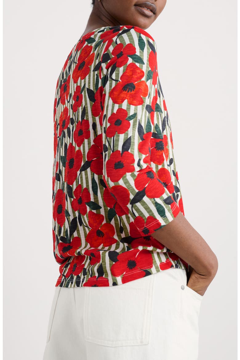 Studio Glass Organic Cotton Button-Up Top, Alternate, color, STRIPEY FLORAL MOSS