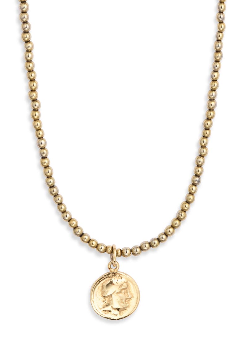 Tite Coin Pendant Necklace, Main, color, HEMATITE