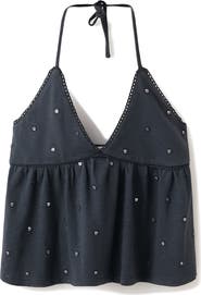 MANGO TEEN <p>Sequin Embroidered Cotton Halter Top</p>