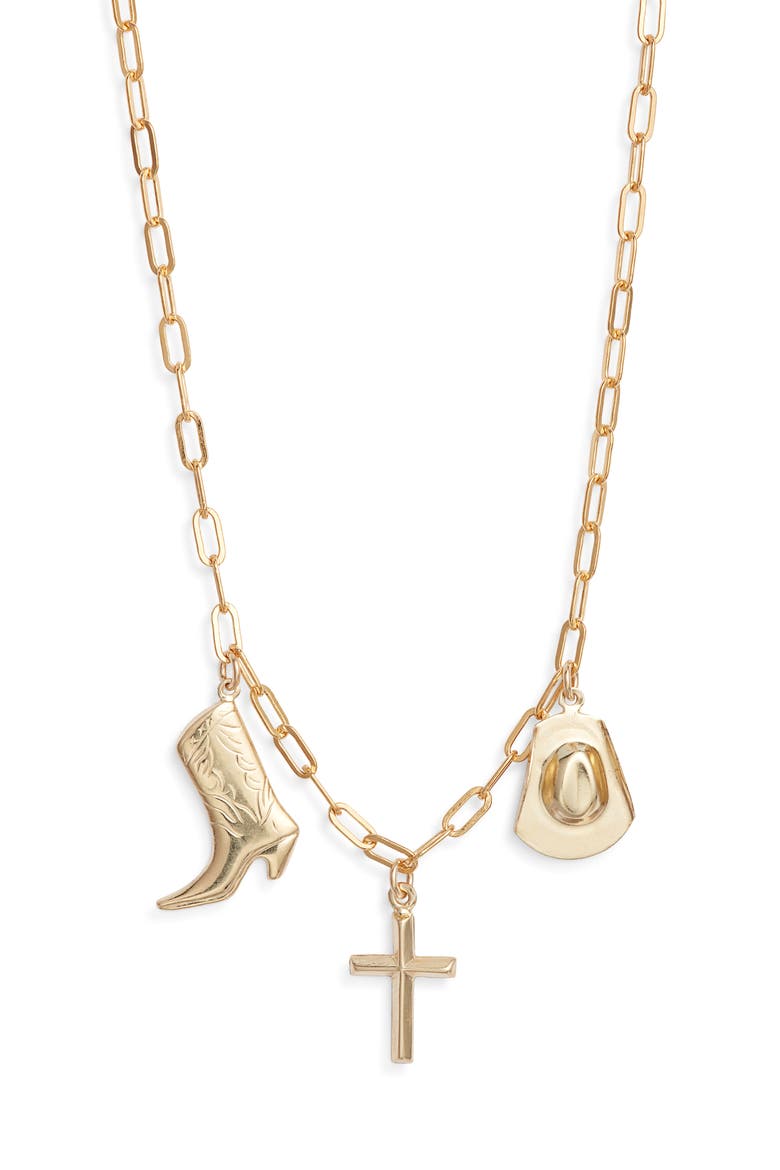 Rodeo Charm Necklace, Main, color, GOLD FILL