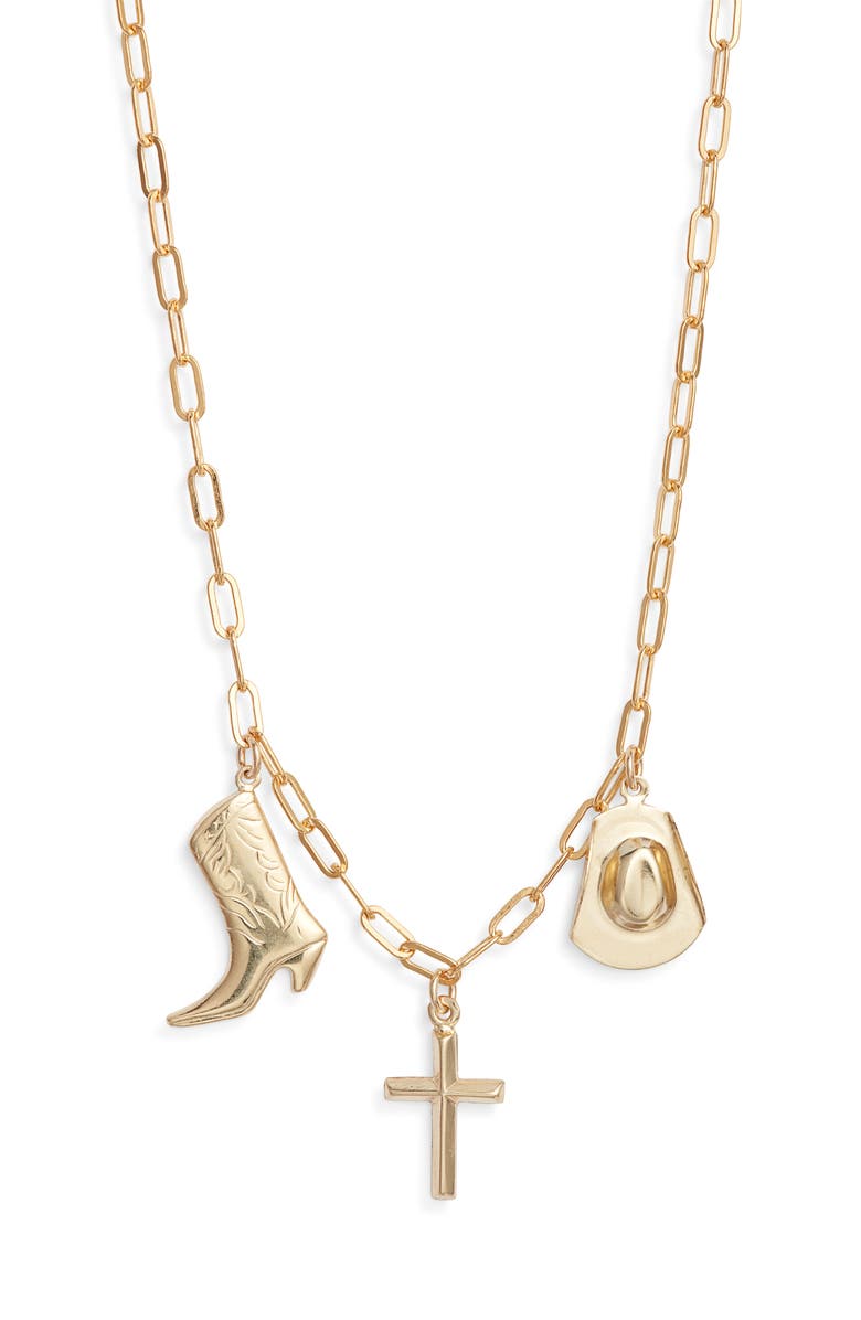 Nashelle Rodeo Charm Necklace, Main, color, Gold Fill