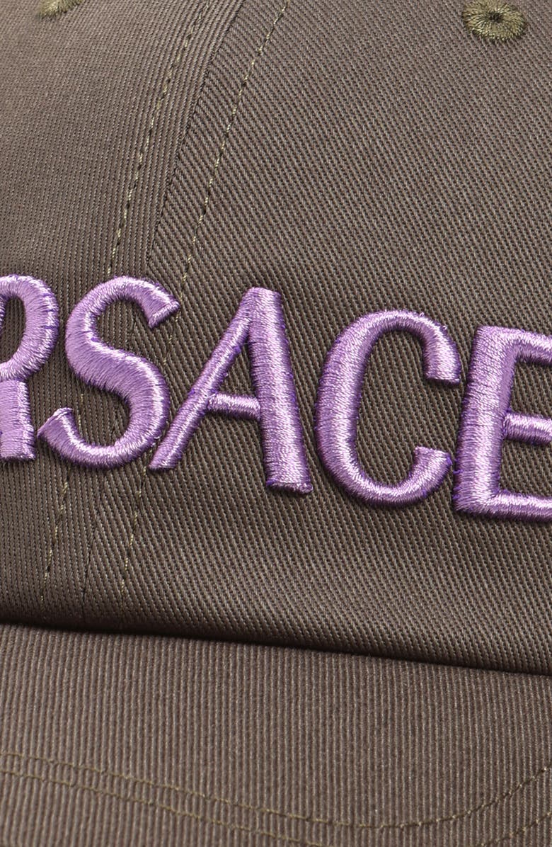 Versace Embroidered Logo Cotton Drill Baseball Cap, Alternate, color, 