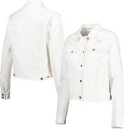 LUSSO Women's Lusso White Golden State Warriors Swarovski Crystal & Distressed Button-Up Denim Jacket