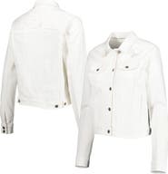 LUSSO Women's Lusso White Golden State Warriors Swarovski Crystal & Distressed Button-Up Denim Jacket