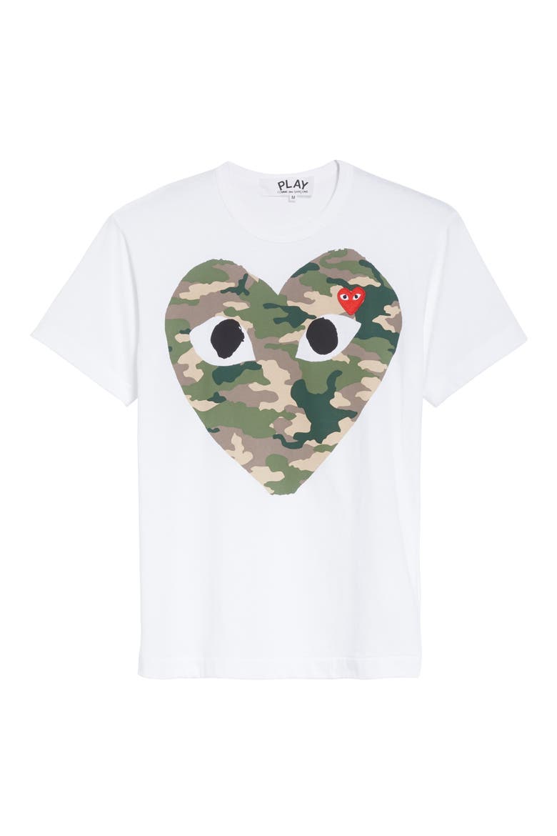 Camo Big Heart Graphic Tee, Alternate, color, WHITE 1