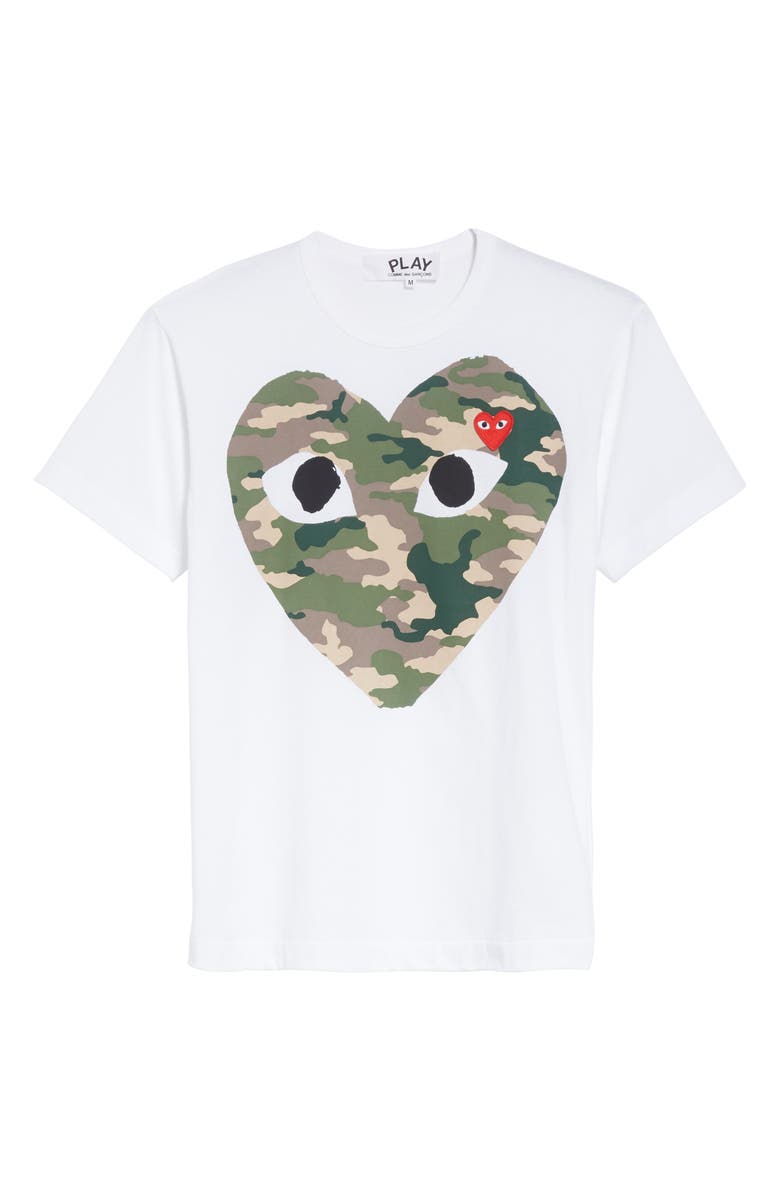 Comme des Garçons PLAY Camo Big Heart Graphic Tee, Alternate, color, White 1