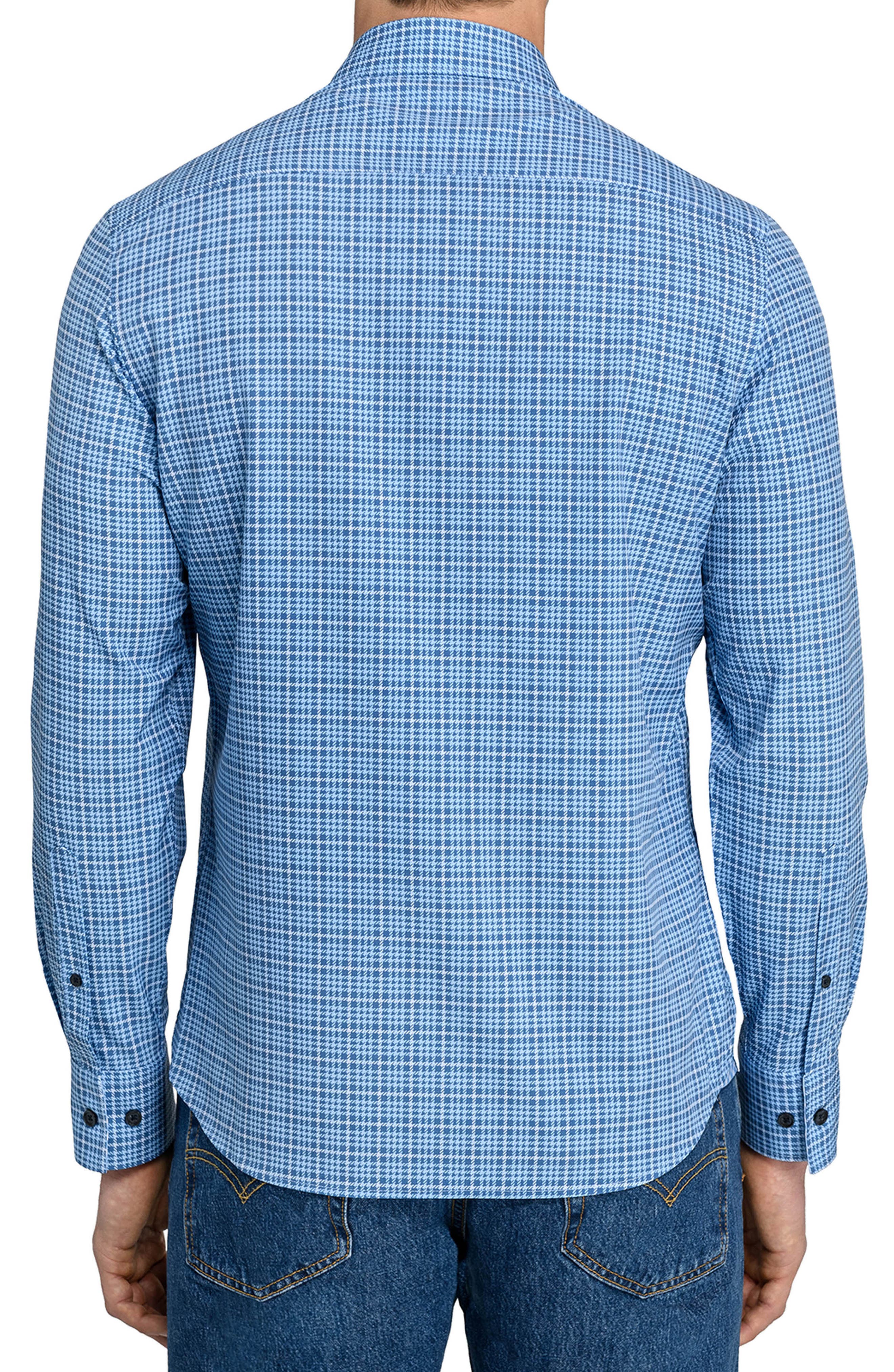 Houndstooth Plaid Stretch Button-Up Shirt - image 2