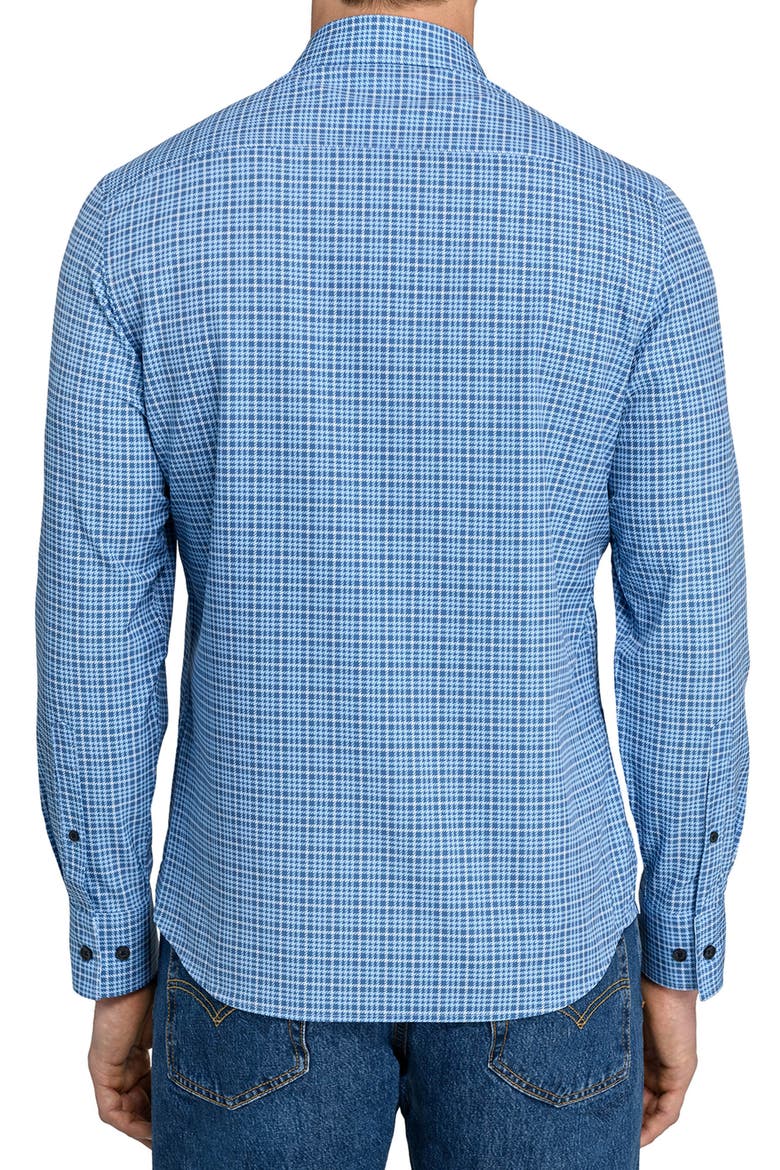 Houndstooth Plaid Stretch Button-Up Shirt, Alternate, color, LIGHT BLUE/ NAVY