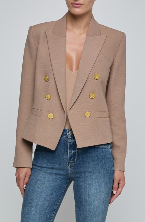 Brooke Texture Double Breasted Crop Blazer