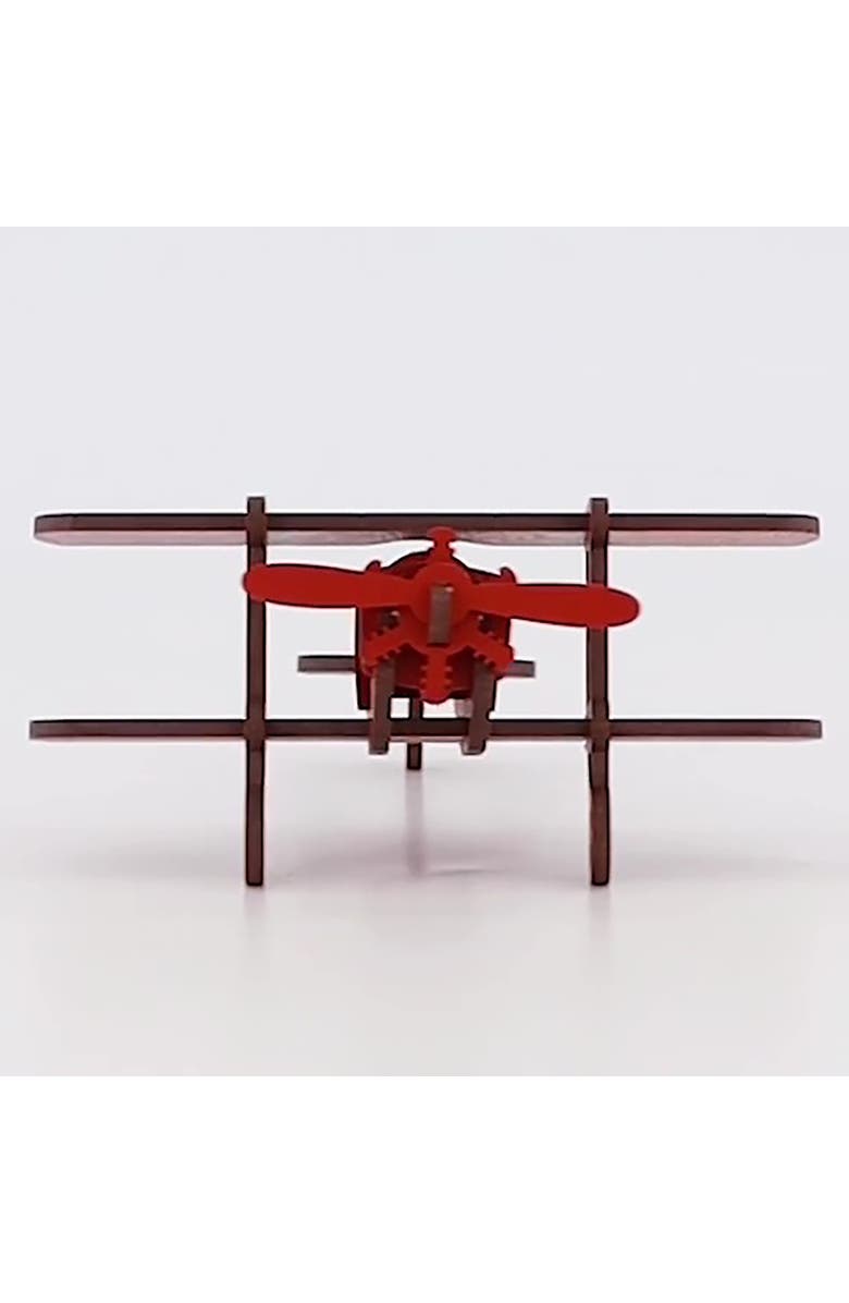 Little & Wood Woodlet Biplane, 3D Wooden Vehicle Puzzle Kit, Ages 6+, Alternate, color, Multicolored