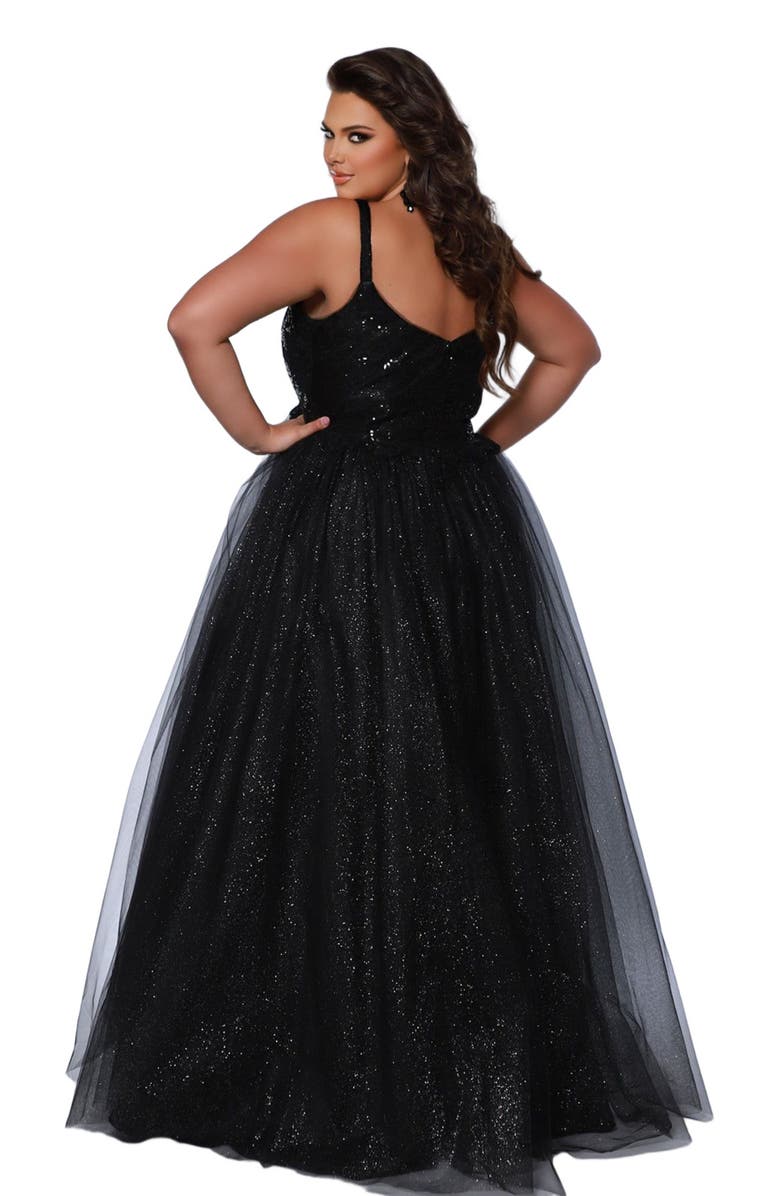 Sydney's Closet Tulle A-Line V-Neck Plus Size Evening Gown, Main, color,