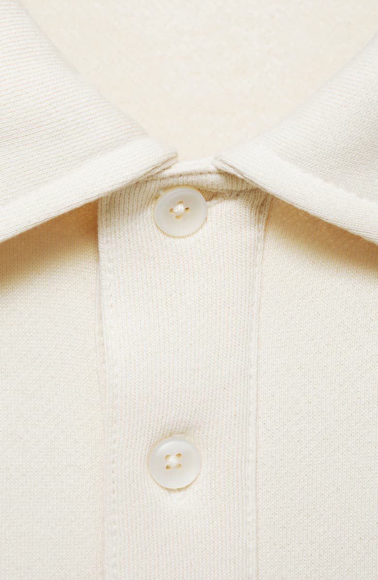MANGO Cotton Blend Polo Sweatshirt, Alternate, color, Ecru