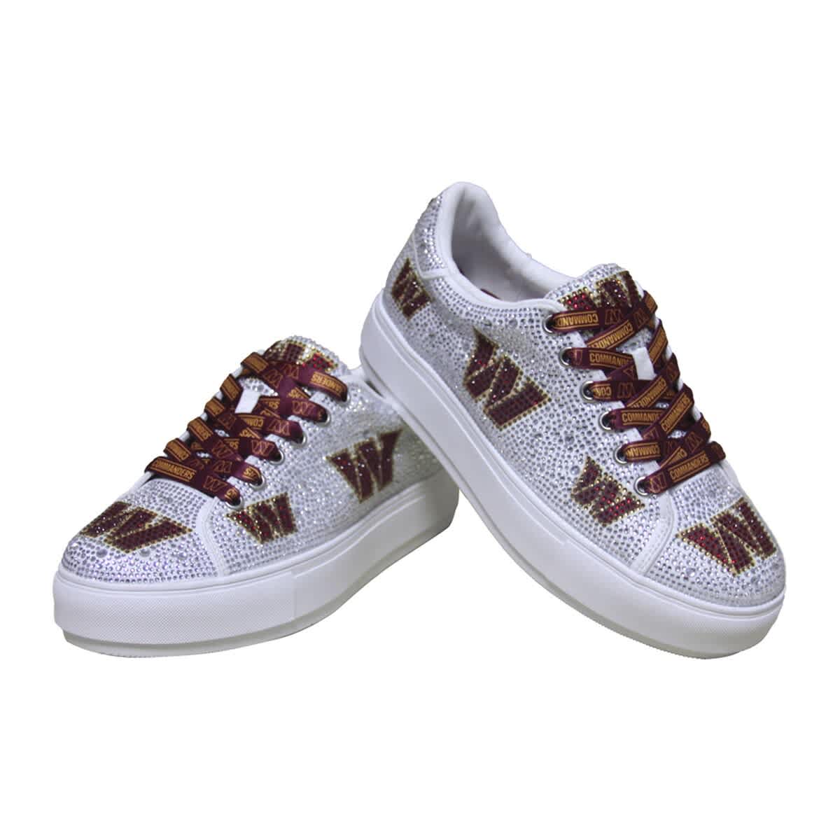 CUCE Women's Cuce White Washington Commanders Crystal Team Logo Sneakers, Alternate, color, 