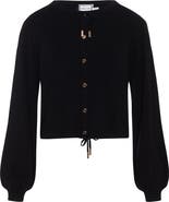 Milan Italy Cropped Knit Button Front Drawstring Cardigan