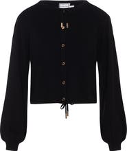 Milan Italy Cropped Knit Button Front Drawstring Cardigan