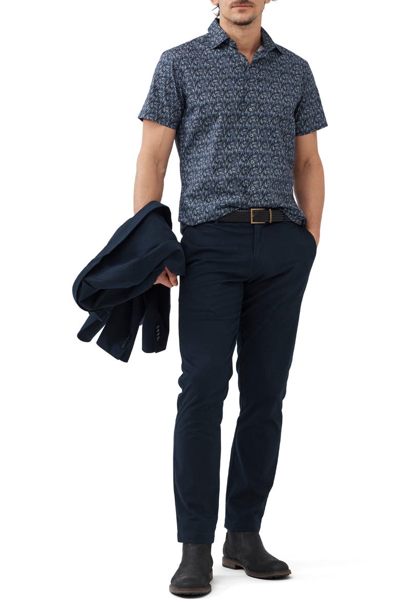 Rodd & Gunn Pepin Island Frond Print Short Sleeve Cotton Button-Up Shirt, Alternate, color, 