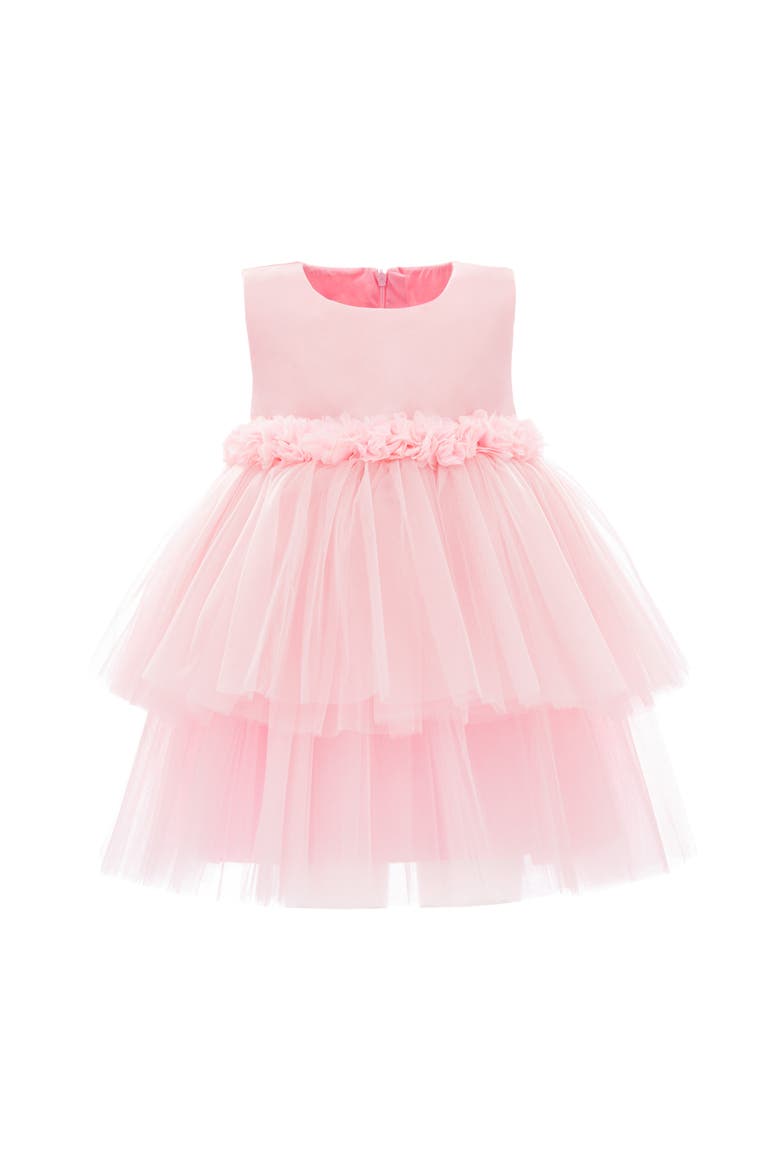 Amarielle Floral Waist Tulle Dress, Main, color, Pink