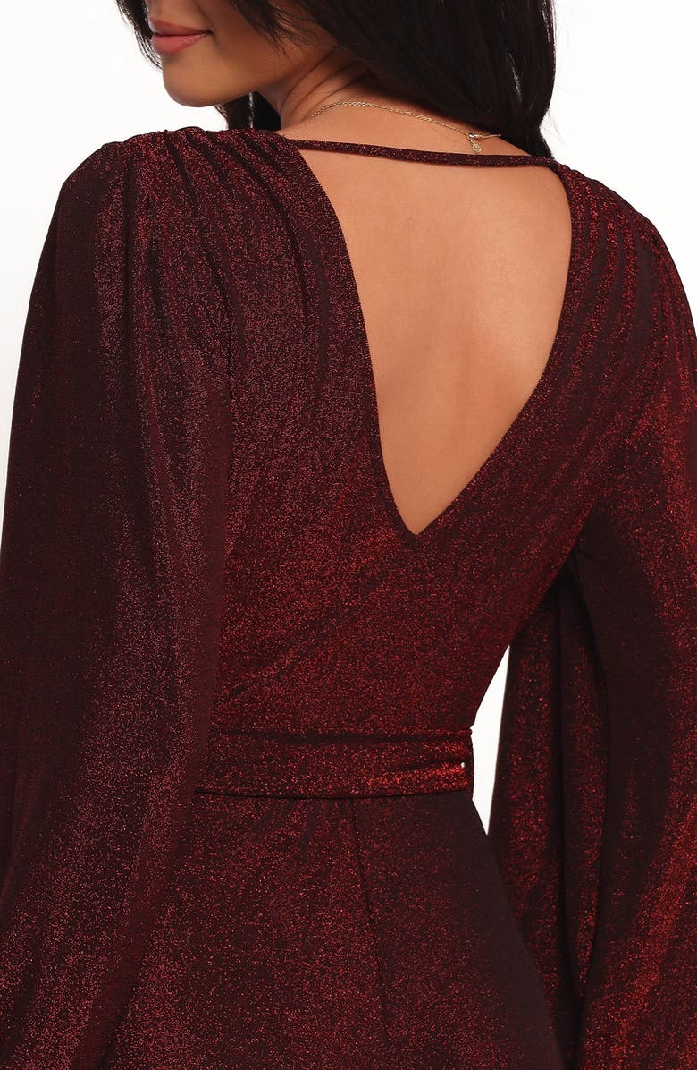 Petal & Pup Nora Metallic Long Sleeve Jumpsuit, Alternate, color, Red