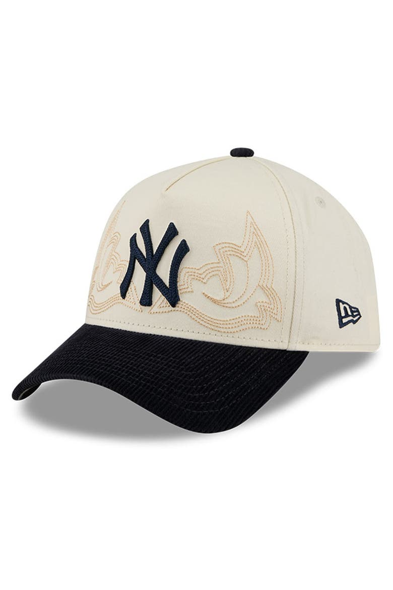 Men's New Era Stone New York Yankees Western Stitch 9FORTY A-Frame Adjustable Hat, Main, color, Stone