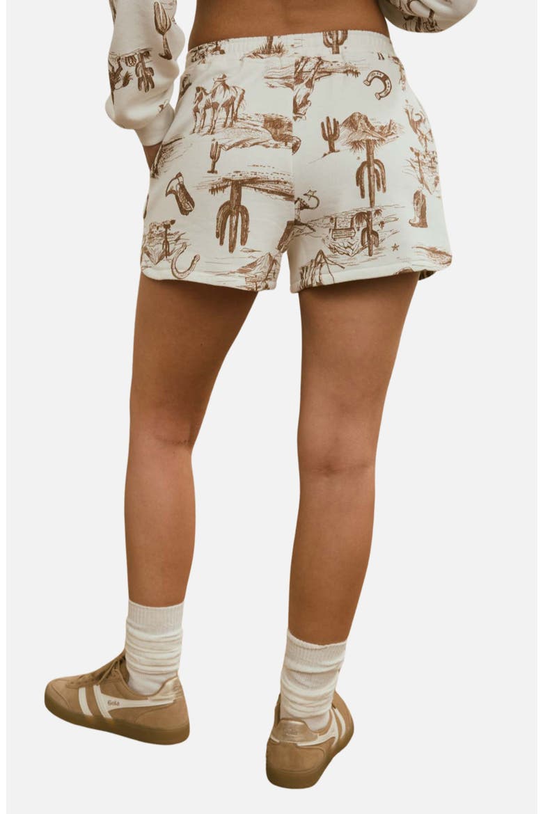 Western Graphic Cotton Blend Shorts, Alternate, color, CREAM MULTI