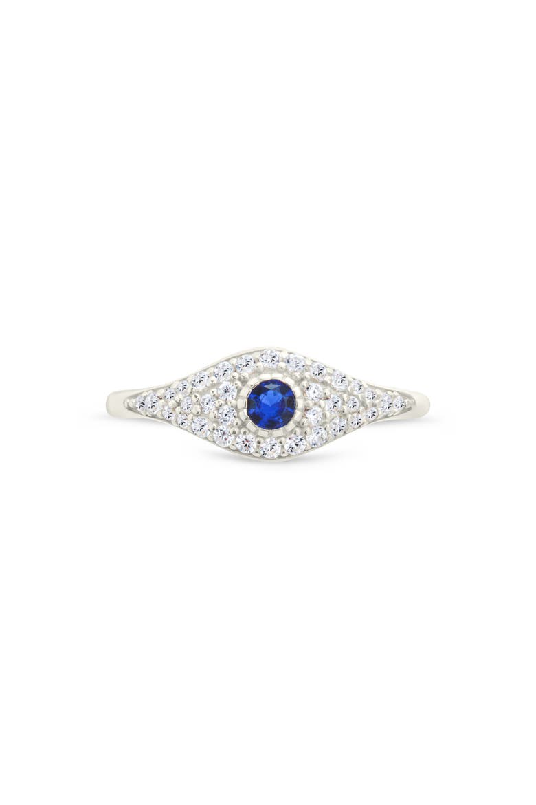 Mozzie Cubic Zirconia Evil Eye Ring, Alternate, color, SILVER