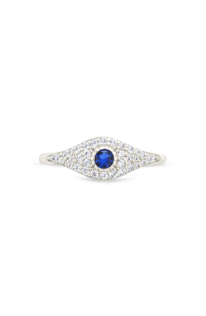 Sterling Forever Mozzie Cubic Zirconia Evil Eye Ring, Alternate, color, Silver