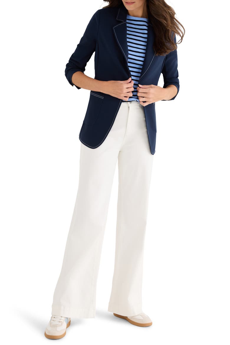 Topstitch Detail Stretch Blazer, Alternate, color, DARK INDIGO