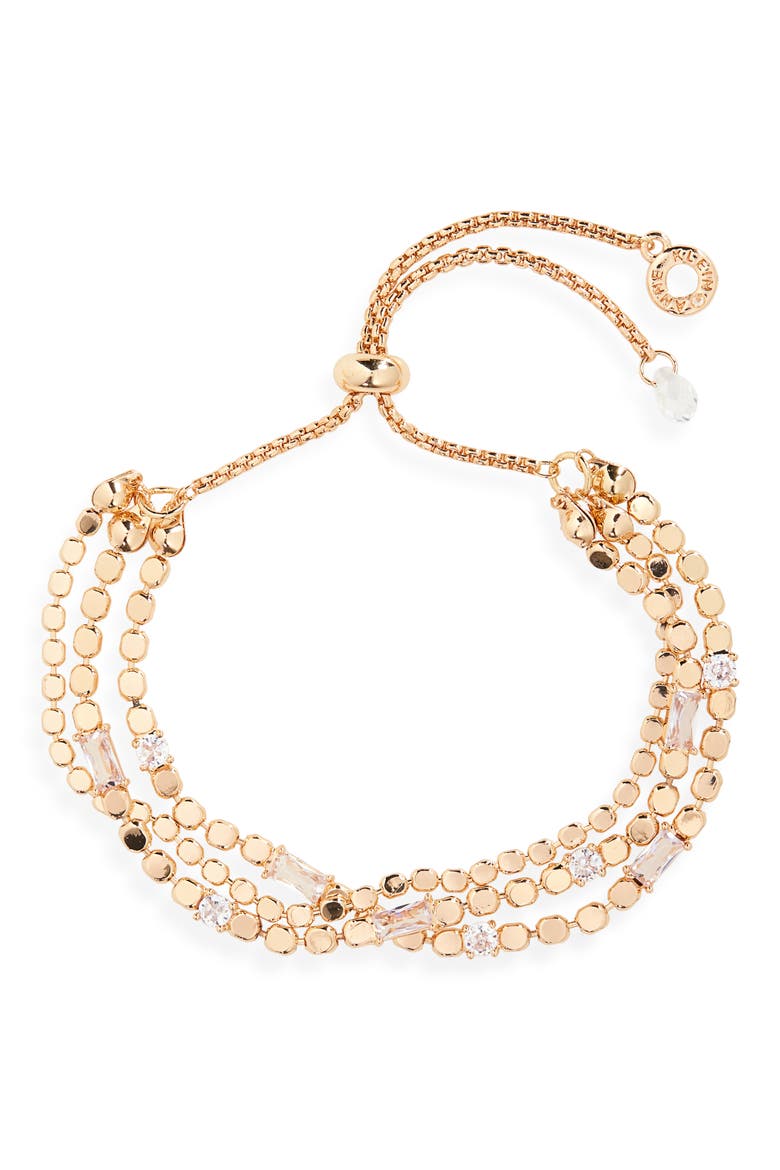 Layered Chain Slider Bracelet, Main, color, GOLDTONE/ CRYSTAL