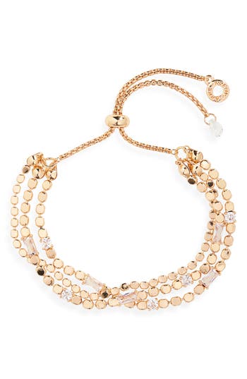 Ak Anne Klein Layered Chain Slider Bracelet In Gold