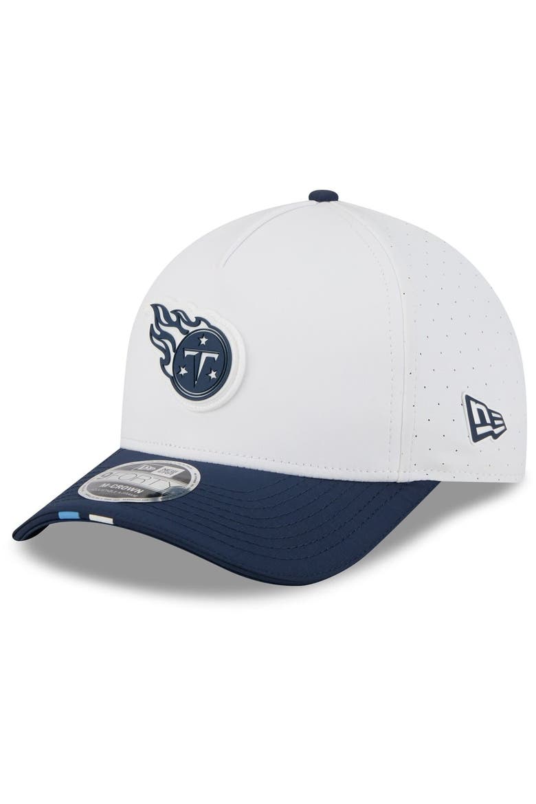 Men's New Era  White/Navy Tennessee Titans 2025 NFL Training Camp A-Frame 9FORTY Adjustable Hat, Main, color, White