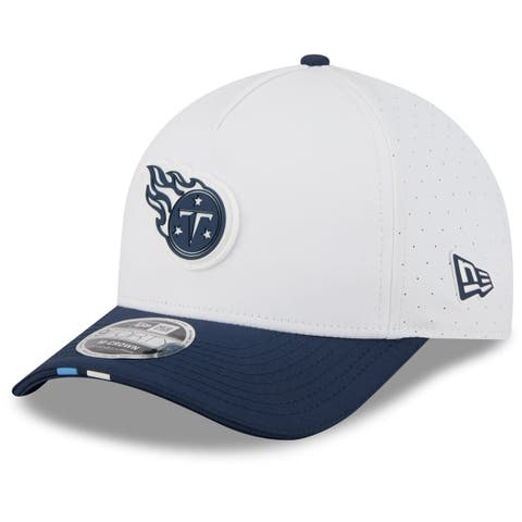 Men's New Era  White/Navy Tennessee Titans 2025 NFL Training Camp A-Frame 9FORTY Adjustable Hat