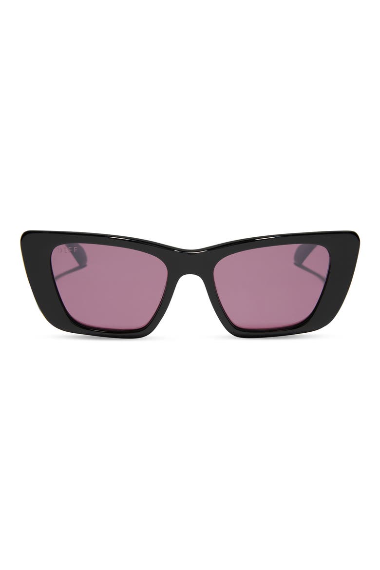 Aura 51mm Polarized Cat Eye Sunglasses, Main, color, AUBERGINE WITH SILVER FLASH