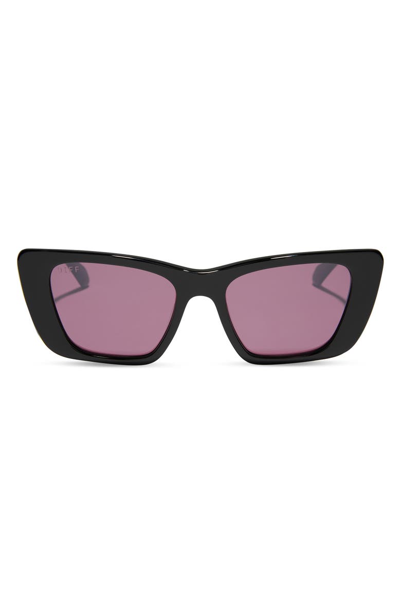 DIFF Aura 51mm Polarized Cat Eye Sunglasses, Main, color, Aubergine With Silver Flash