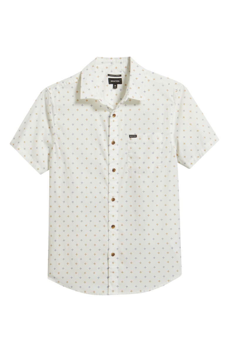 Brixton Charter Print Short Sleeve Button-Up Shirt, Main, color, Off White/ Multi Diamond Tile