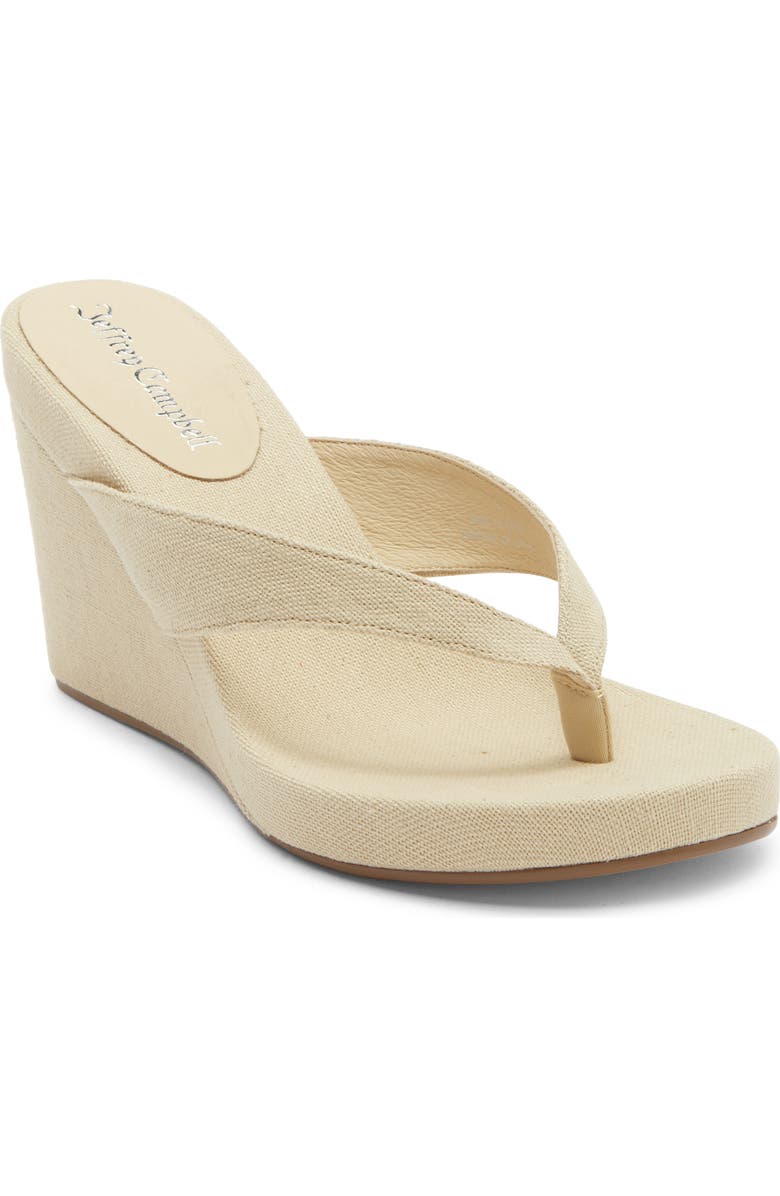 Jeffrey Campbell Liezel Platform Wedge Flip Flop, Main, color, Beige Canvas