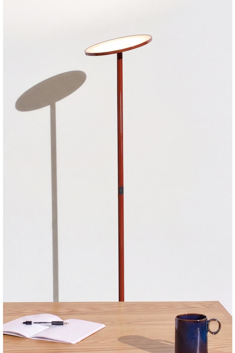 Sky 65" Modern LED Torchiere Floor Lamp with Adjustable Shade, Alternate, color, Red