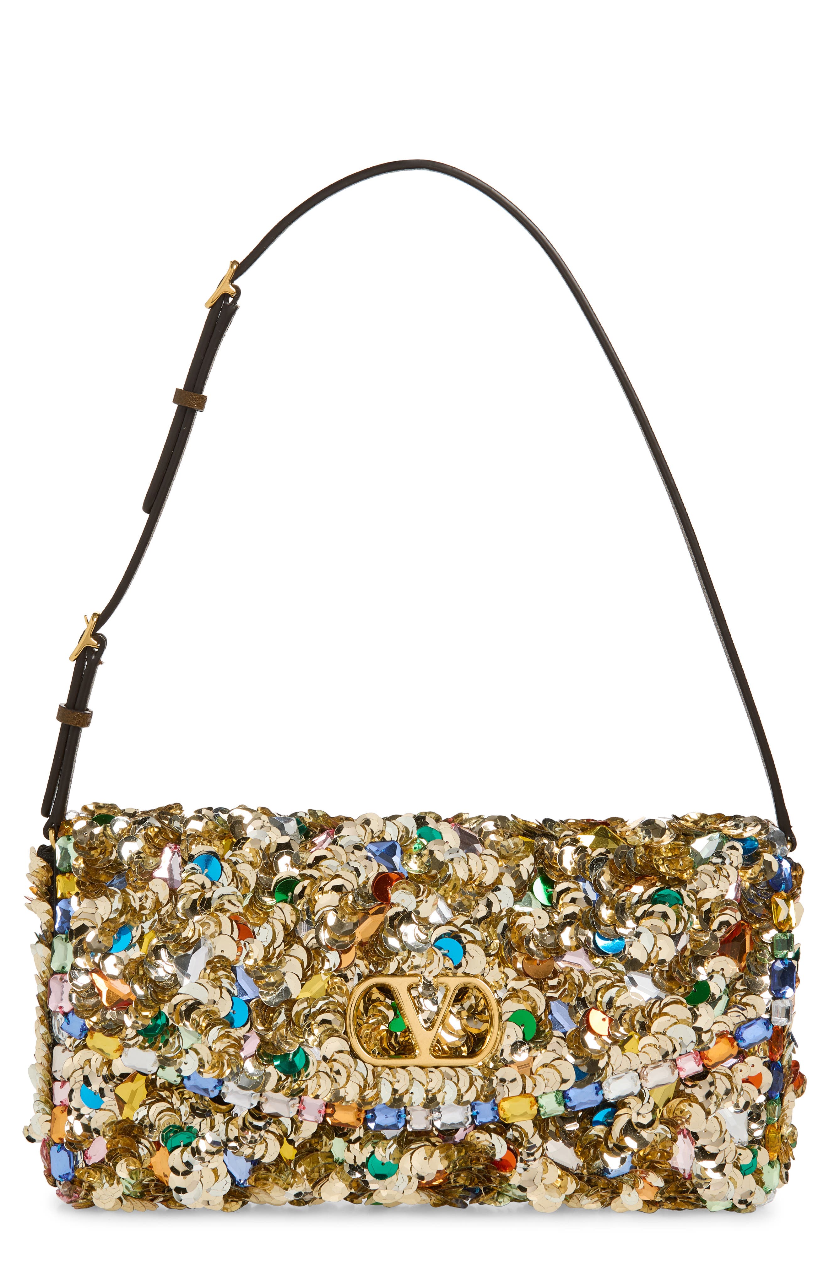 Valentino Garavani Vain Embellished Shoulder Bag, Main, color, Multi Silver